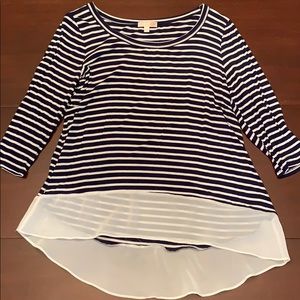 Navy Blue Striped Blouse